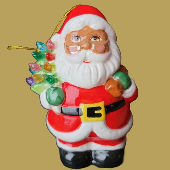 Mr. Christmas Santa Ornament with Light Up Tree - Picture 1 of 5